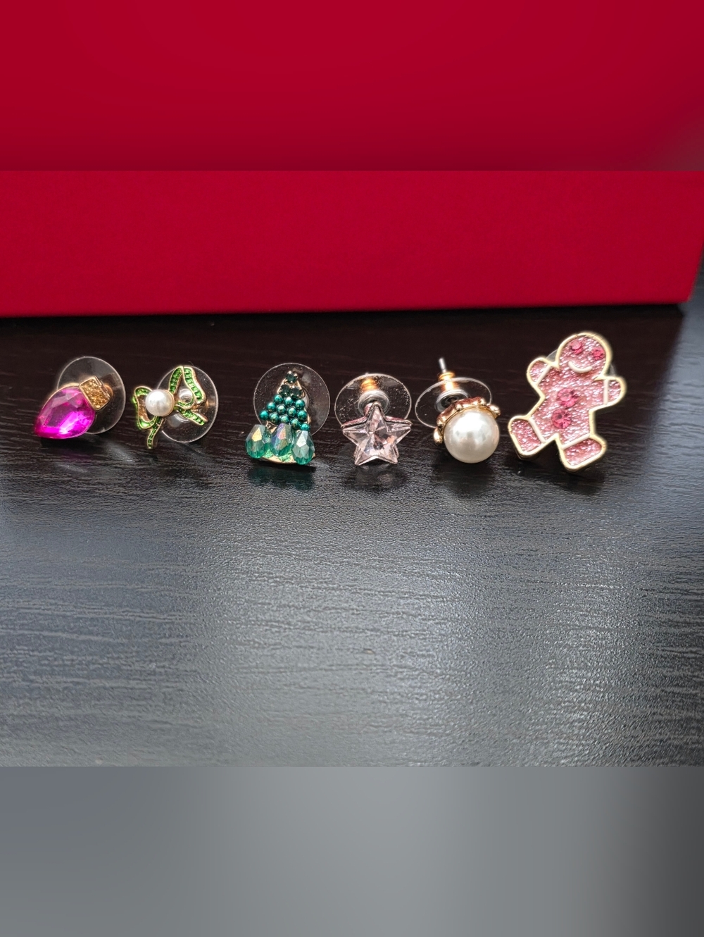 Betsey Johnson Pink & Green Mixed Stud Earring Set with Pearl Accent